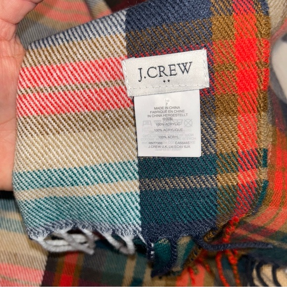 J.Crew NWOT! Classic Plaid Scarf White/Multi Juniper - Picture 11 of 14